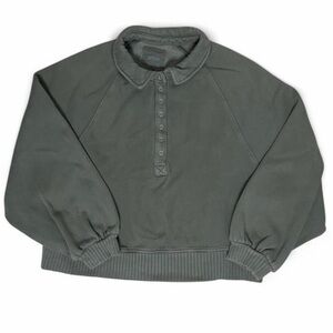 Aerie Sage Green 1/4 Snap Collar Sweatshirt Women’s L Oversized Fleece Preppy